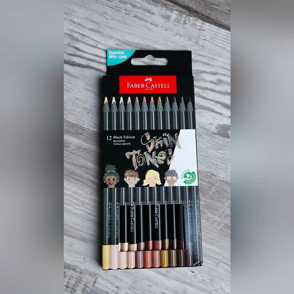 Faber-Castell Colored Pencil Set 12 Skin Tone + 12 Black Edition Artist Supplies - Picture 4 of 5